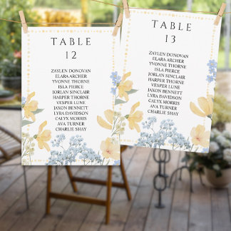 Carte de placement de mariage à fleurs sauvages ja