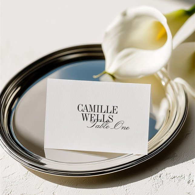 Carte de placement de mariage à monogramme minimal (Minimalist Monogram Wedding Place Card Guest Name)