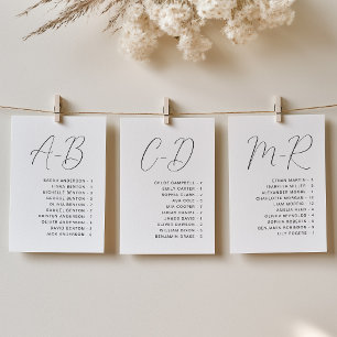 Carte de placement de mariage alphabétique en call