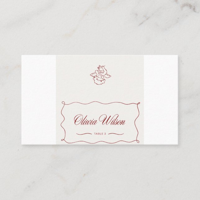 Carte de Placement de Mariage au Cherub Rouge – Él (Devant)