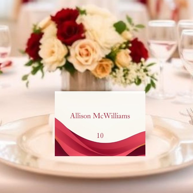 Carte de placement de mariage bordeaux (Burgundy and Ivory Wedding Place Card-Table Number
)