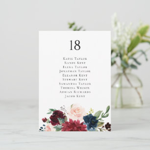 Carte de placement de mariage botanique bordeaux e