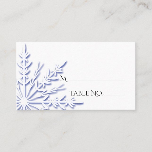 Carte de placement de mariage d'hiver sur flocon d (Devant)