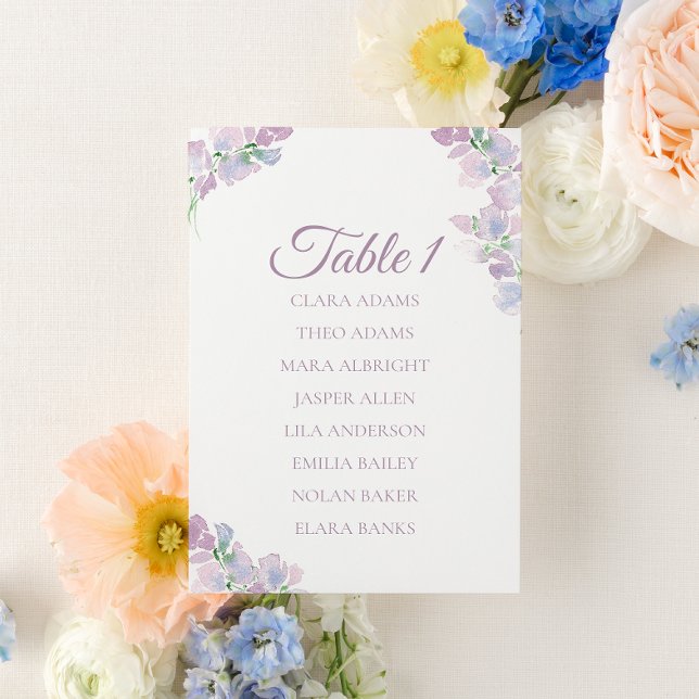 Carte de placement de mariage douce fleur d'pois p (Créateur téléchargé)