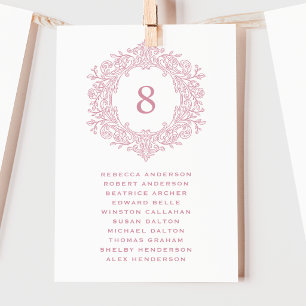 Carte de placement de mariage élégante à motif ros