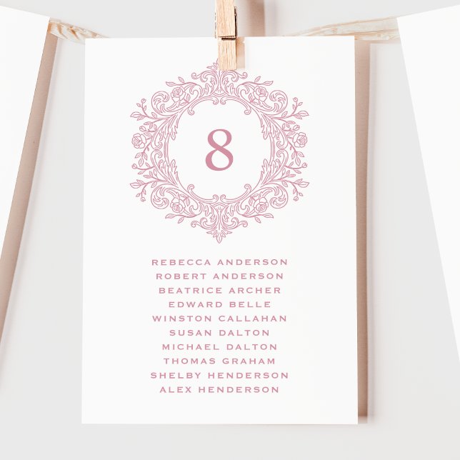 Carte de placement de mariage élégante à motif ros (Créateur téléchargé)