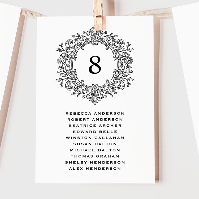 Carte de placement de mariage élégante au blason h (Créateur téléchargé)