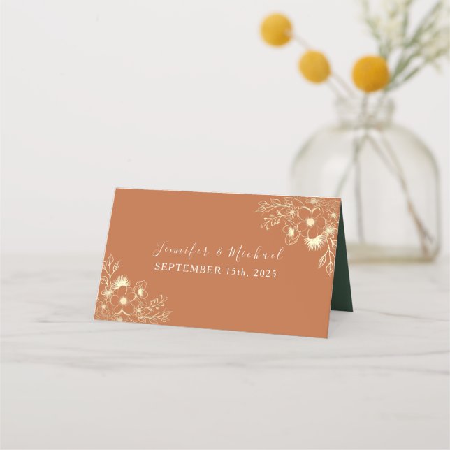 Carte de placement de mariage élégante en or (Dos)