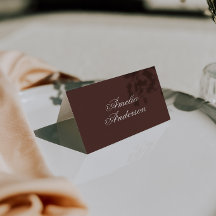 Carte de placement de mariage en chocolat marron é
