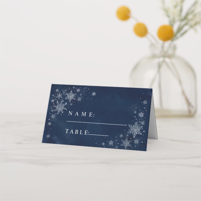 Carte de Placement de Mariage Flocons de Neige de  (Devant)
