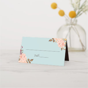 Carte de placement de mariage floral Aqua Blue Blu