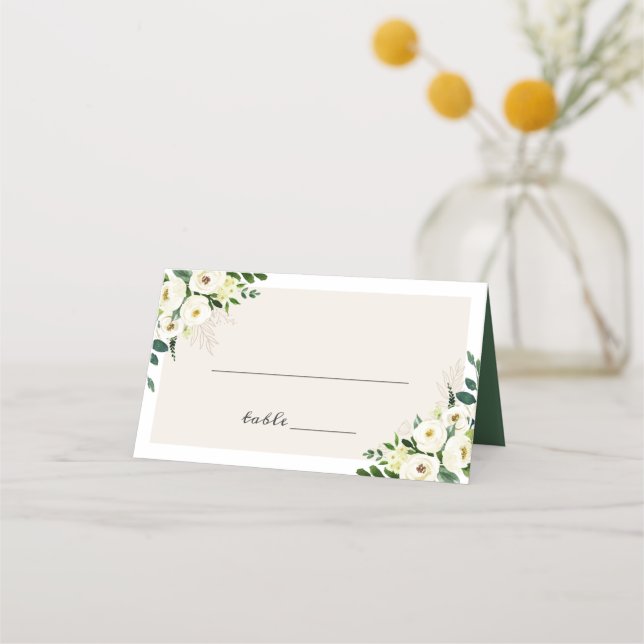 Carte de placement de mariage floral blanc verdure (Devant)