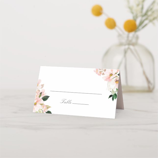 Carte de placement de mariage floral Hydrangea Blu (Devant)