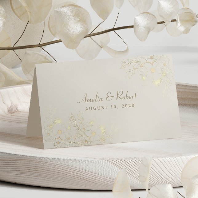 Carte de placement de mariage floral Ivory Gold (Créateur téléchargé)