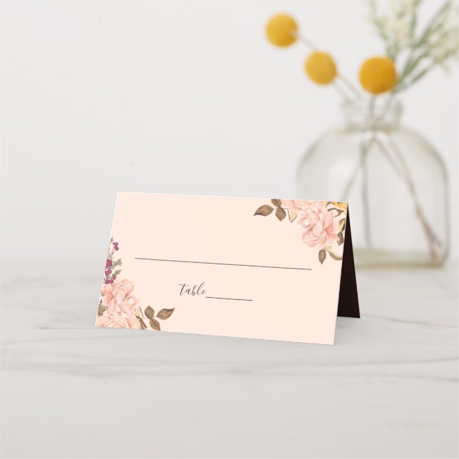 Carte de placement de mariage floral Victoria Blus (Devant)