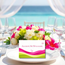 Carte de placement de mariage Fuchsia et vert citr
