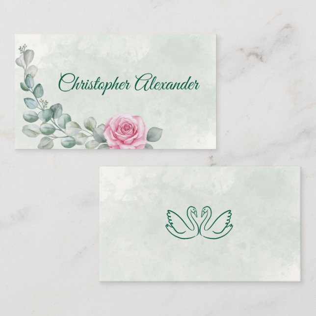 Carte de placement de mariage Rose & Eucalyptus (Devant / Derrière)