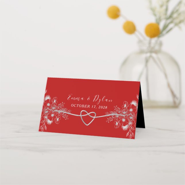 Carte de placement de mariage rouge (Dos)