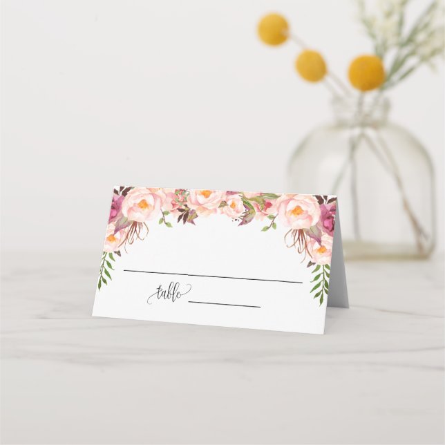 Carte de placement de mariage Shower floral rose p (Devant)