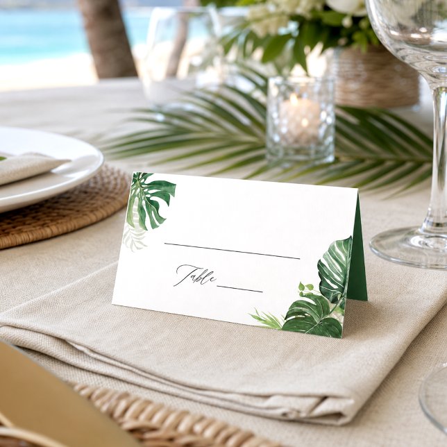 Carte de placement de mariage sur la plage aux feu (Créateur téléchargé)