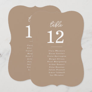 Carte de placement de table de mariage à l'écritur