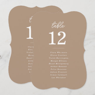 Carte de placement de table de mariage à l'écritur