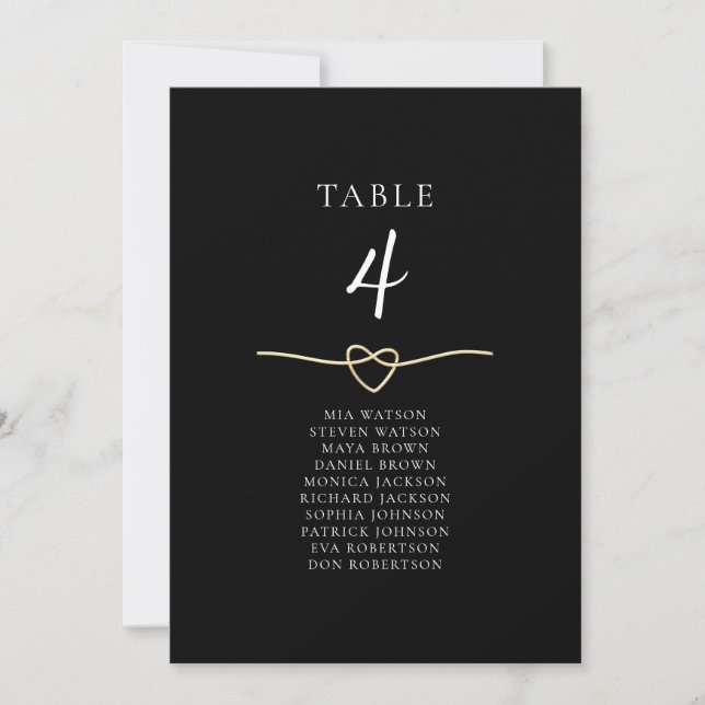 Carte de placement de table de mariage élégante or (Devant)