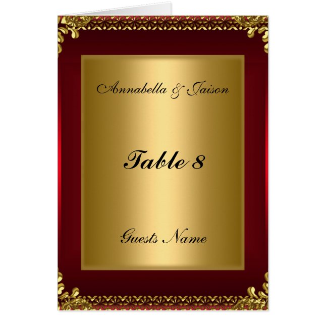 Carte de placement de table et menu (Devant)