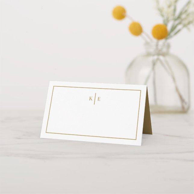 Carte de placement de table Monogramme Or (Devant)