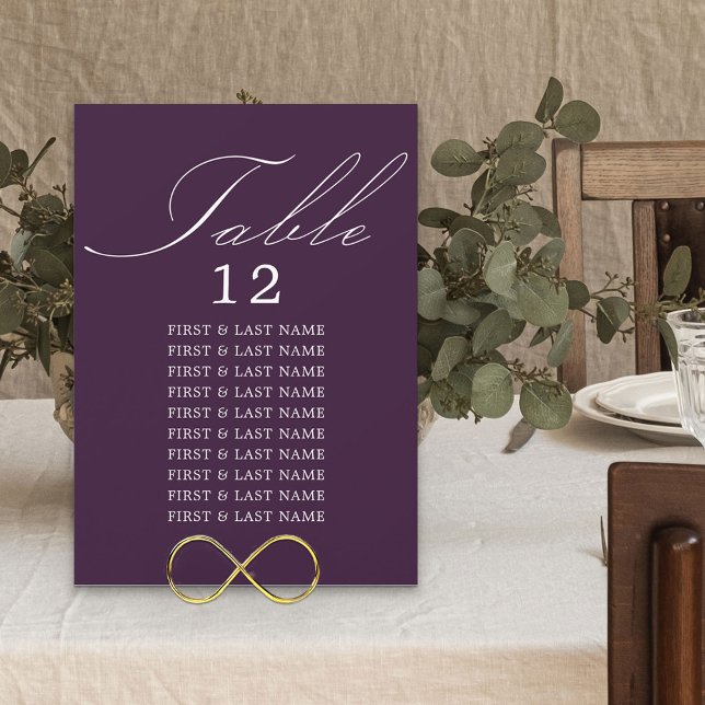 Carte de placement de table violette à calligraphi (Créateur téléchargé)