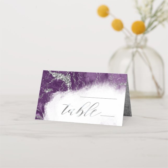 Carte De Placement Debbie U-W Marble Parties scintillant Mariage Plum (Devant)