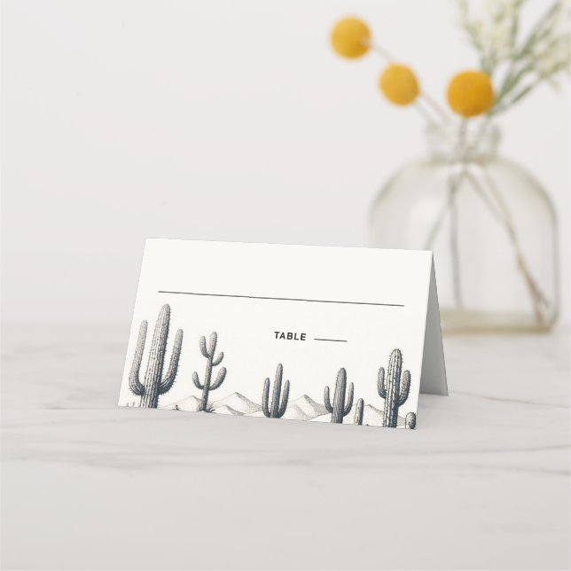 Carte De Placement Décontracté Mariage Cactus (Devant)
