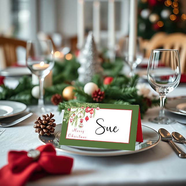 Carte De Placement Décorations de Noël sur une branche (Créateur téléchargé)