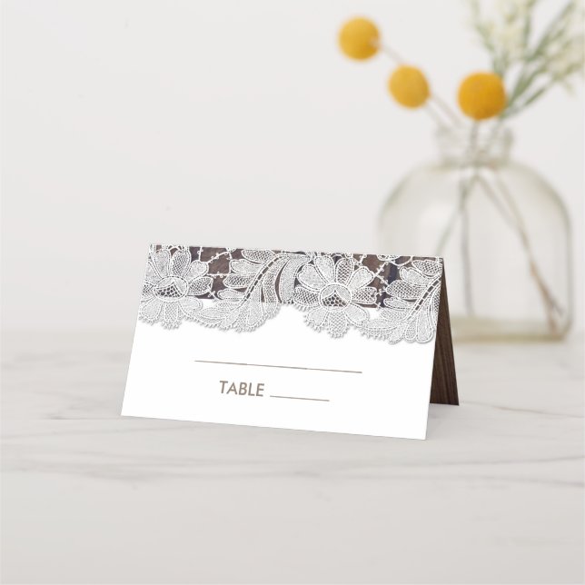 Carte De Placement Dentelle blanche | Barre Mariage table Place Card (Devant)