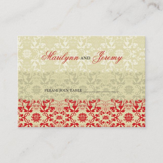 Carte De Placement Dentelle de fils Damask Épices personnalisé Écorce (Devant)