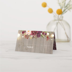Carte De Placement Dentelle et fleurs de Bourgogne rustique