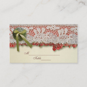 Carte De Placement Dentelle Rose Antique Rouge Rustique Burlap Victor
