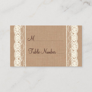 Carte De Placement Dentelle vintage et Burlap moyen