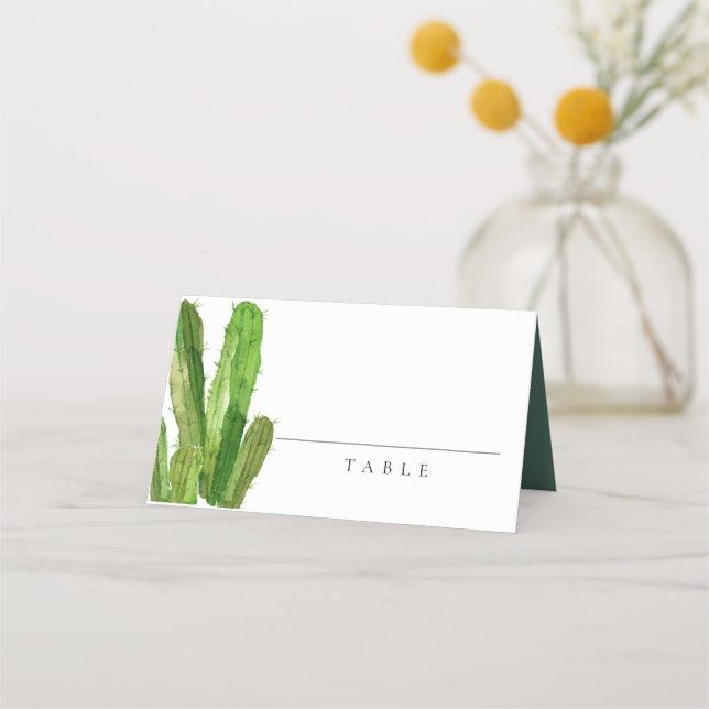 CARTE DE PLACEMENT DÉSERT MODERNE CACTUS VERT FOLIAGE EAU COULEUR (Devant)