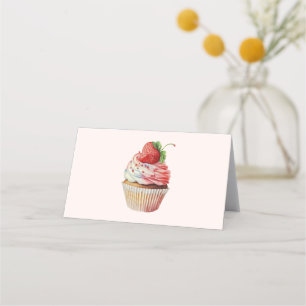 Carte De Placement Dessert sucré à la fraise Cupcake