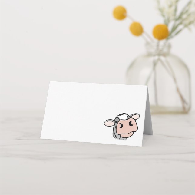 Carte De Placement dessin animé vache noir blanc rose baiser gris ani (Devant)