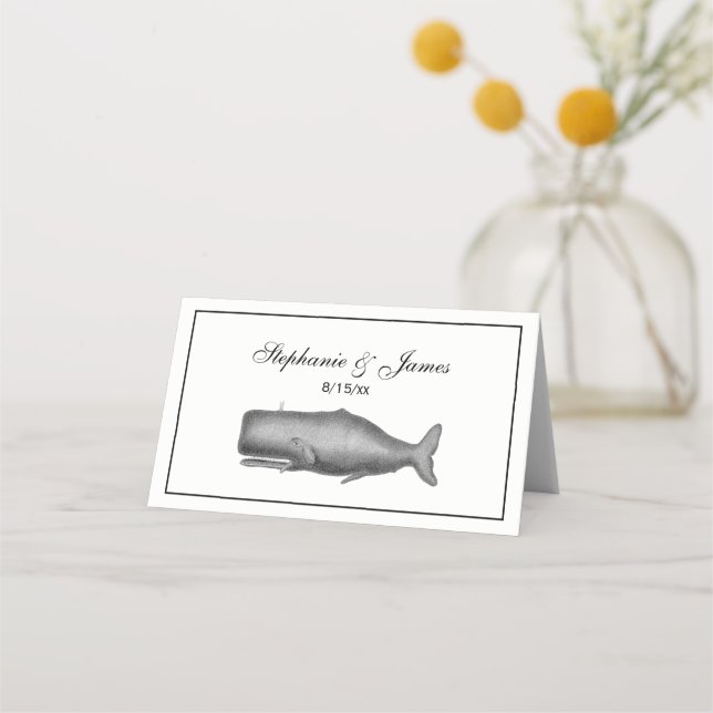 Carte De Placement Dessin de baleine d'époque du 19ème siècle (Devant)