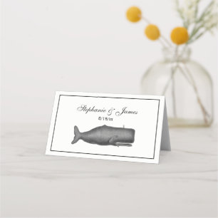 Carte De Placement Dessin de baleine du XIXe siècle de style vintage