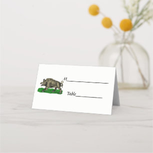 Carte De Placement Dessin de sanglier vintage en noir et blanc #3C