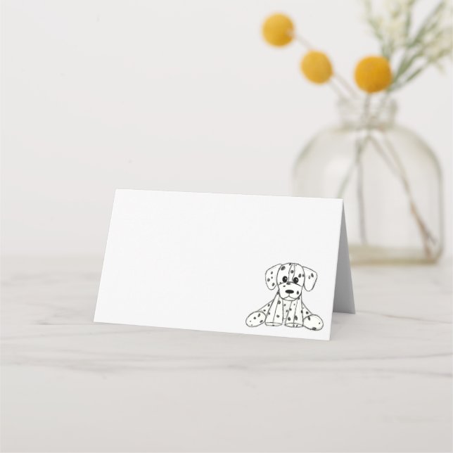 Carte De Placement Dessin simple de contour de chien en peluche dalma (Devant)