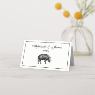 Carte De Placement Dessin vintage de sanglier en noir et blanc