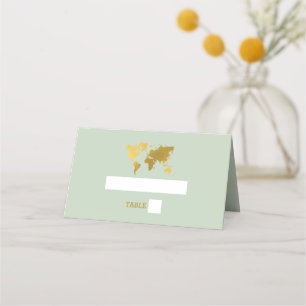 Carte De Placement Destination Mariage Monde Passport Sage Vert Or