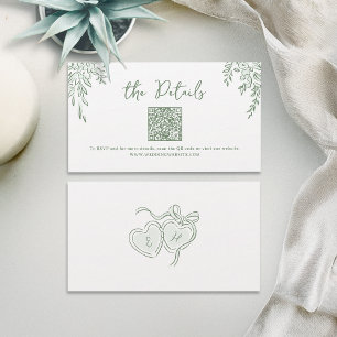 Carte De Placement Détails de code QR de mariage fantaisiste dessiné