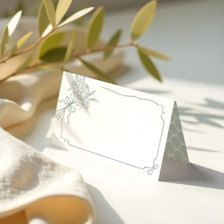 Carte De Placement Détails du mariage Bouquet à main et à ruban
