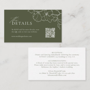 Carte De Placement Détails élégants de couleur sauge floral dessinés 